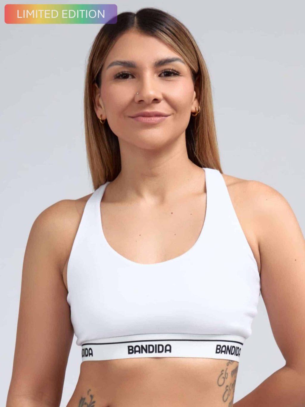 TOP BANDIDA WHITE LOGO BLACK