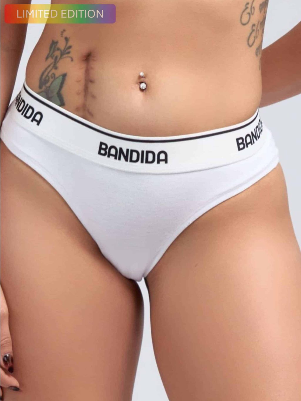 BIKINI WHITE ELASTIEK BLACK LOGO